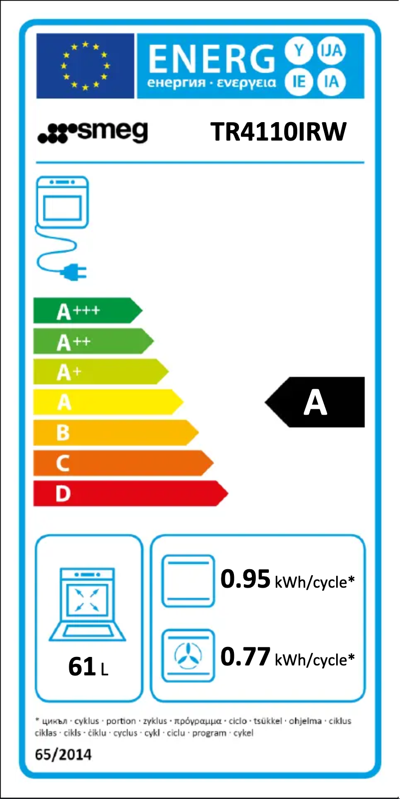 Page 1 of the manual Energy Label Smeg TR4110IRW