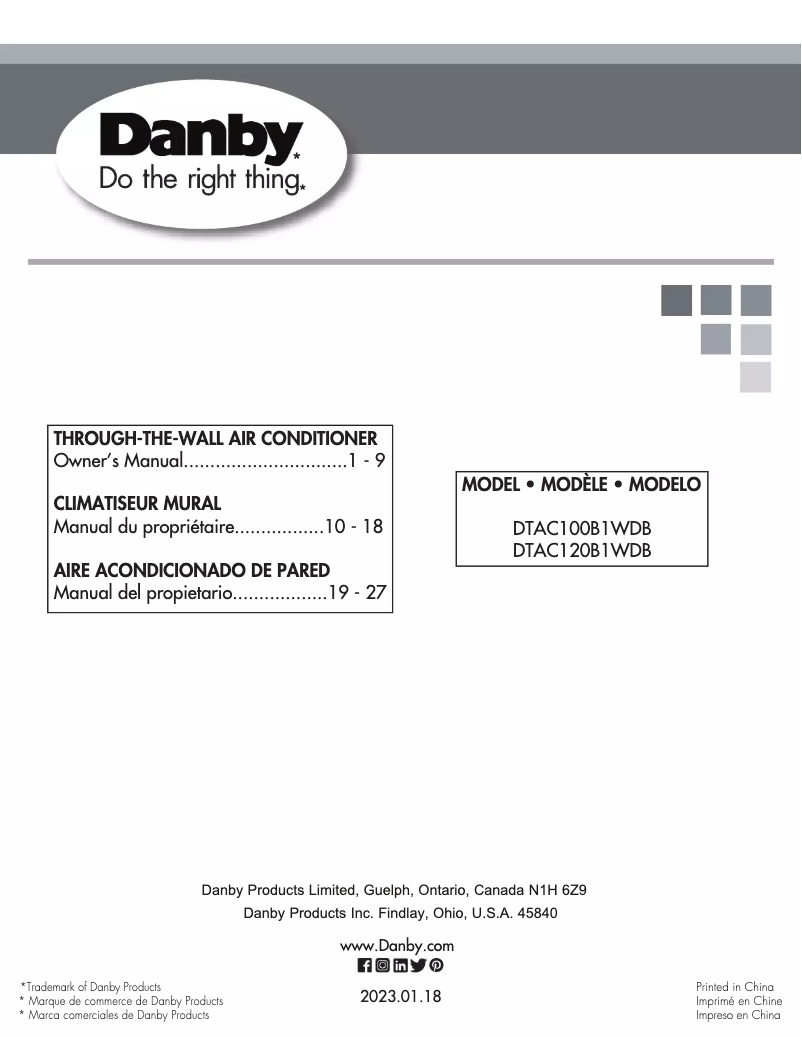 First page image of the manual for DTAC120B1WDB