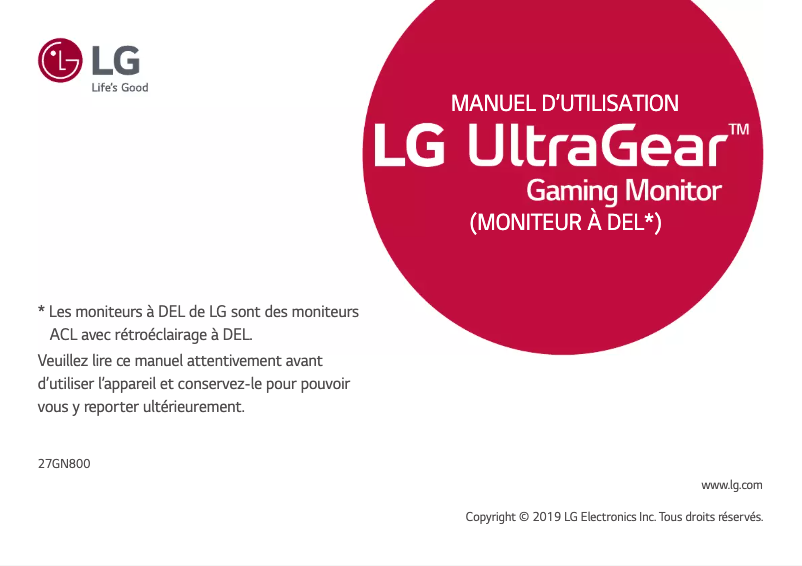 Page 1 of the manual User Manual LG UltraGear 27GN800