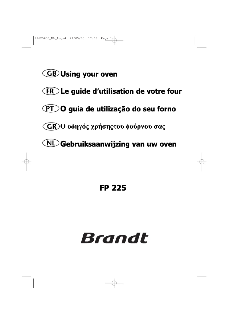 Page 1 of the manual User Manual Brandt FP 225