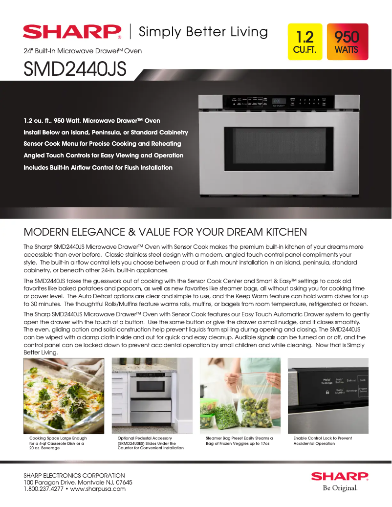 Page 1 of the manual Technical Sheet Sharp SMD2440JS
