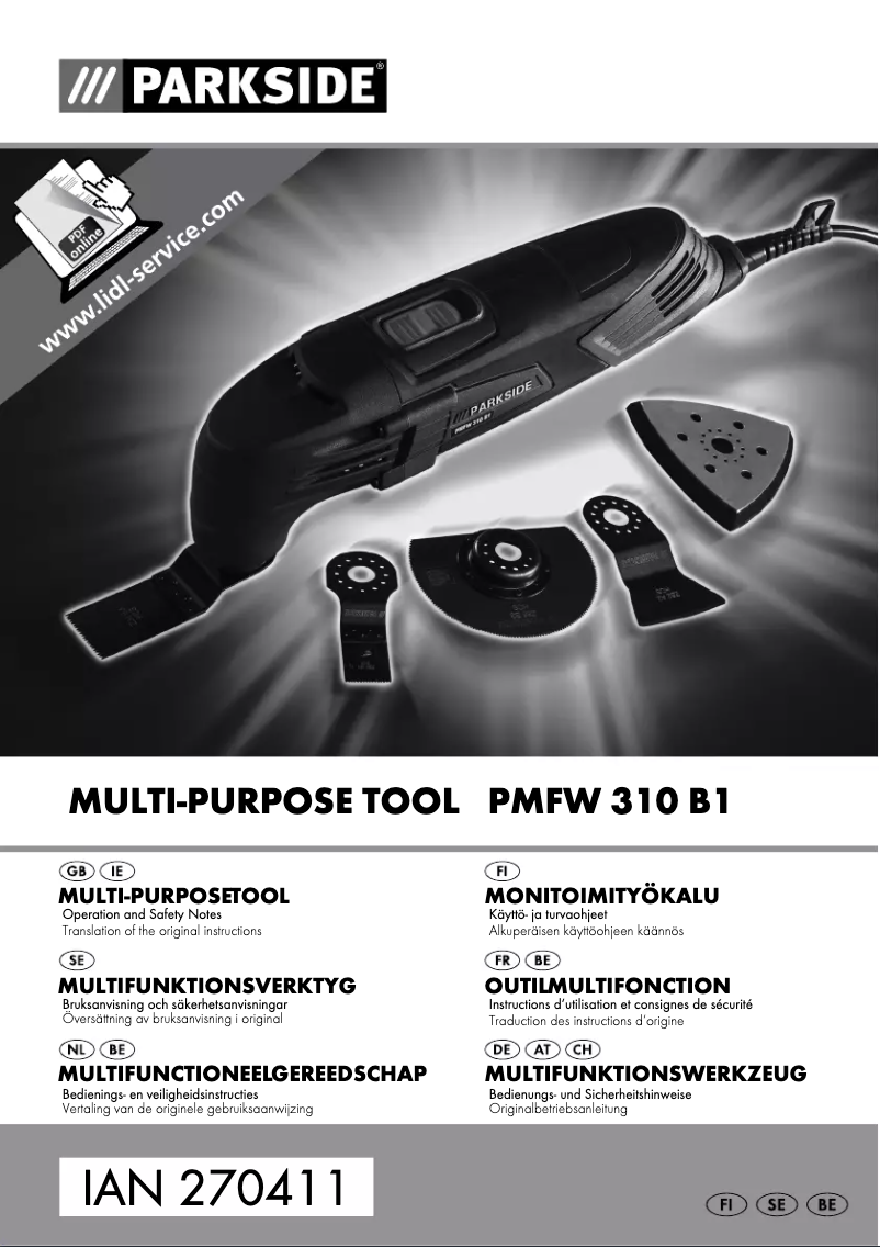 Page 1 of the manual User Manual Parkside PMFW 310 B1