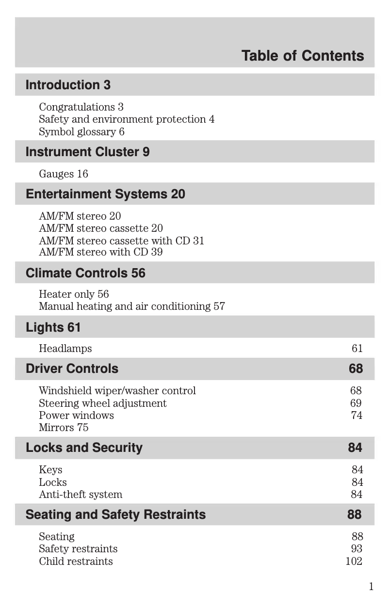 Page 1 of the manual User Manual Ford F-650 (2002)