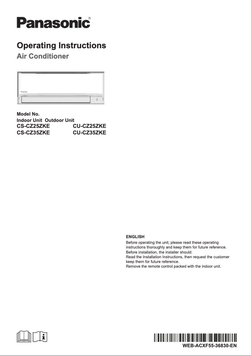 Page 1 of the manual User Manual Panasonic CU-CZ35ZKE