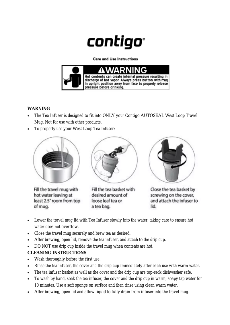 First page image of the manual for The Tea Infuser