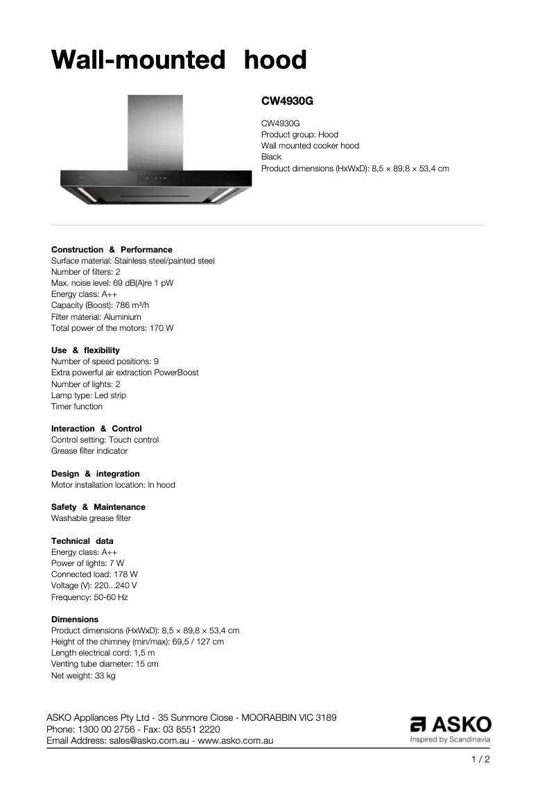 First page image of the manual for CW4930G