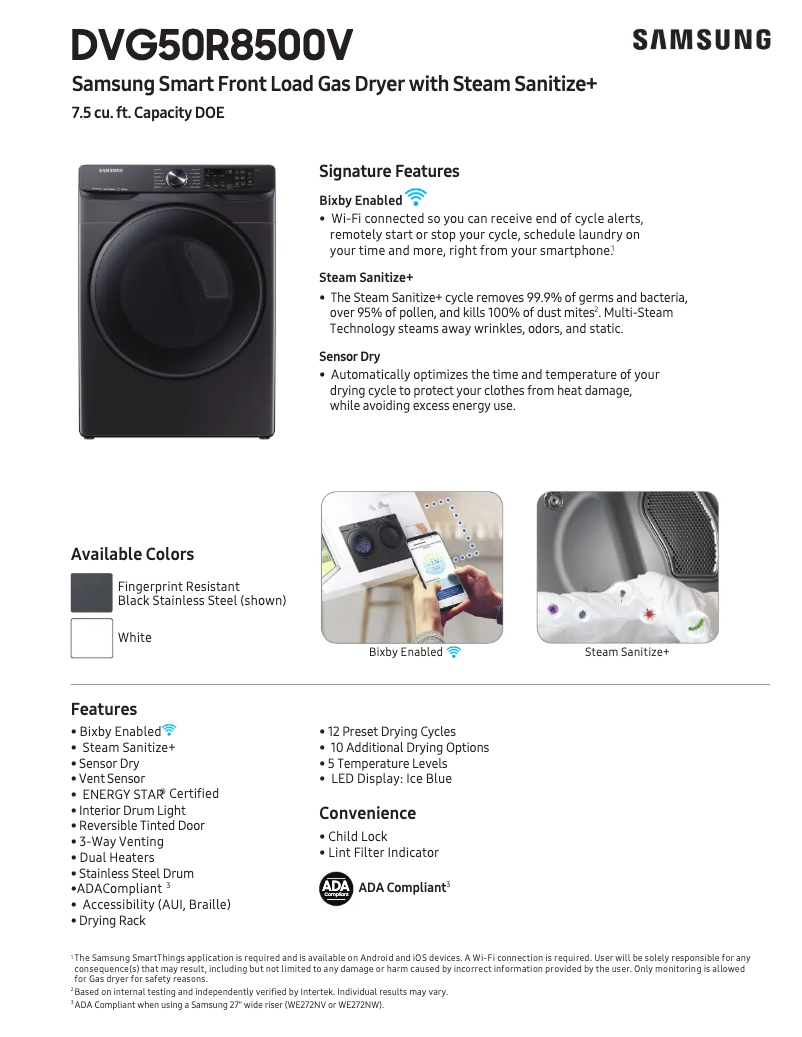 First page image of the manual for DVG50R8500V