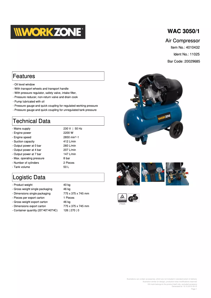 First page image of the manual for WAC 3050/1