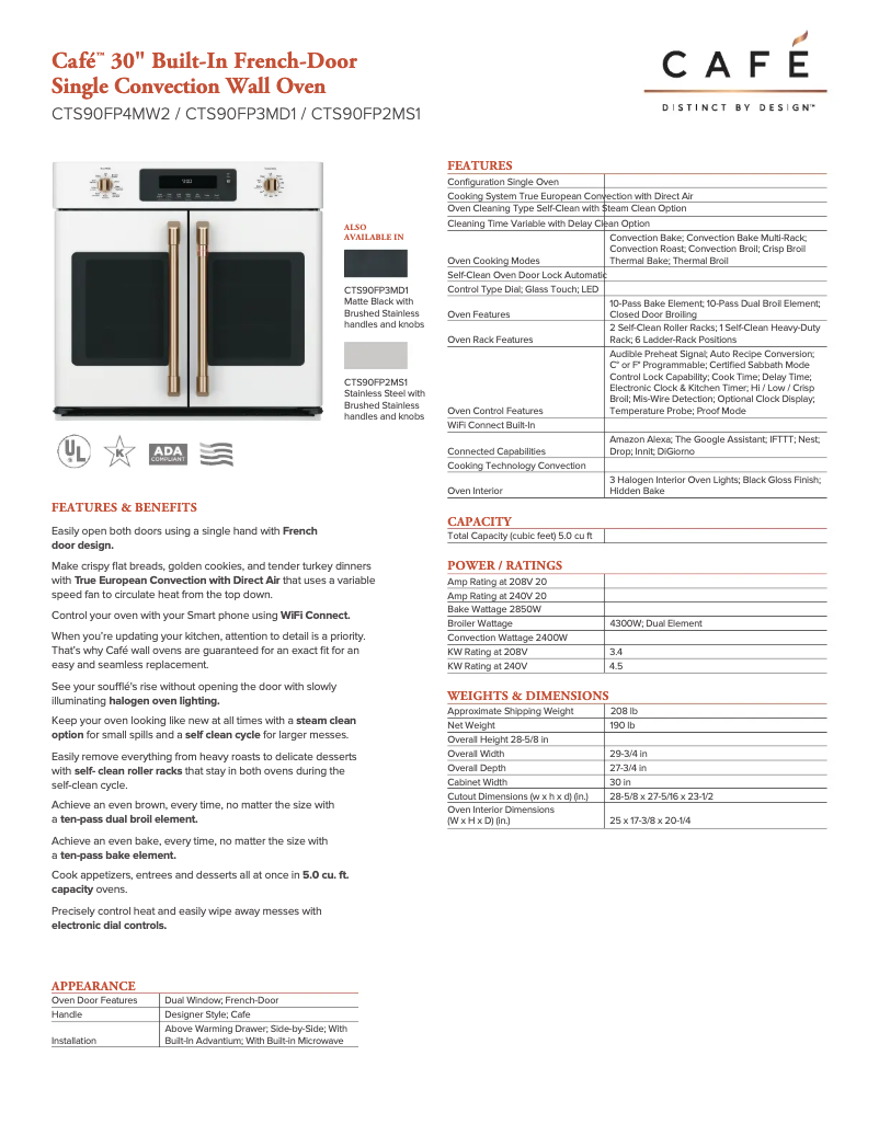 First page image of the manual for Café CTS90FP4MW2
