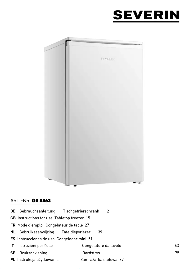 First page image of the manual for GS 8863