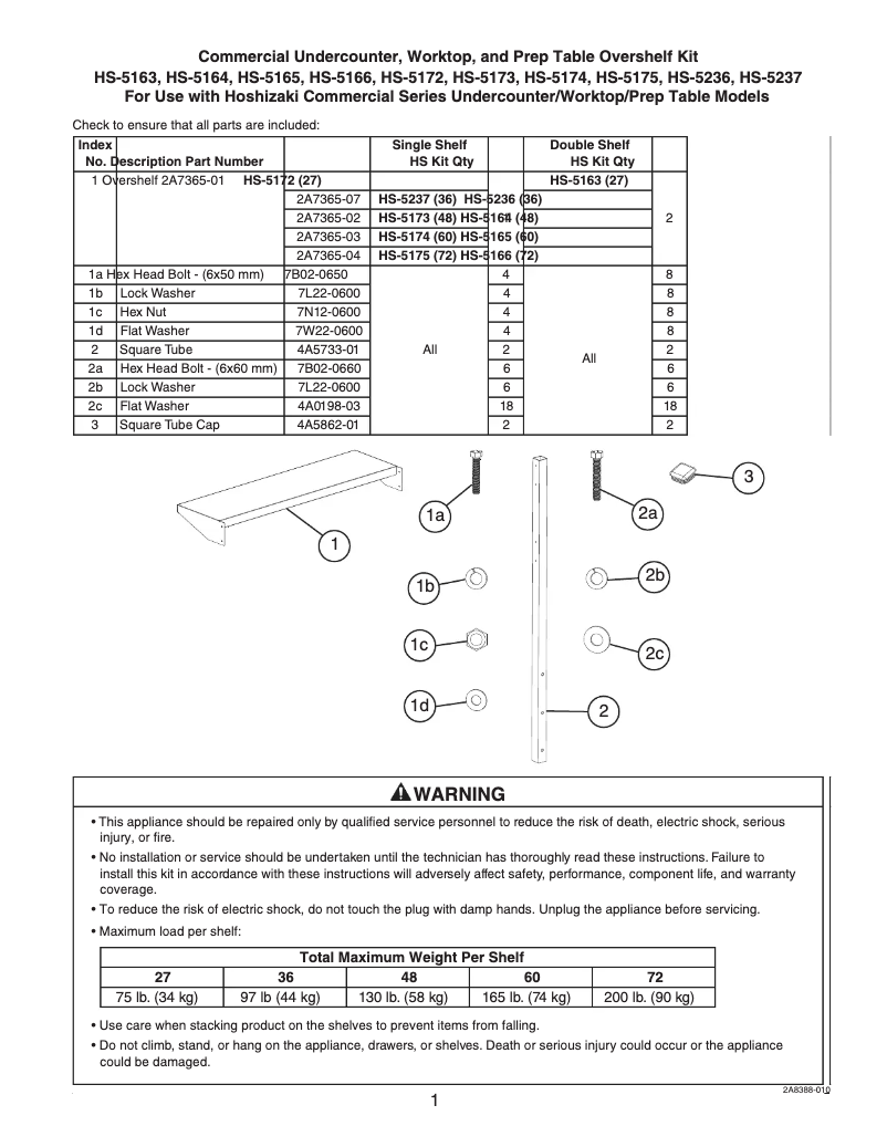 Page 1 of the manual User Manual Hoshizaki Commercial HS-5173