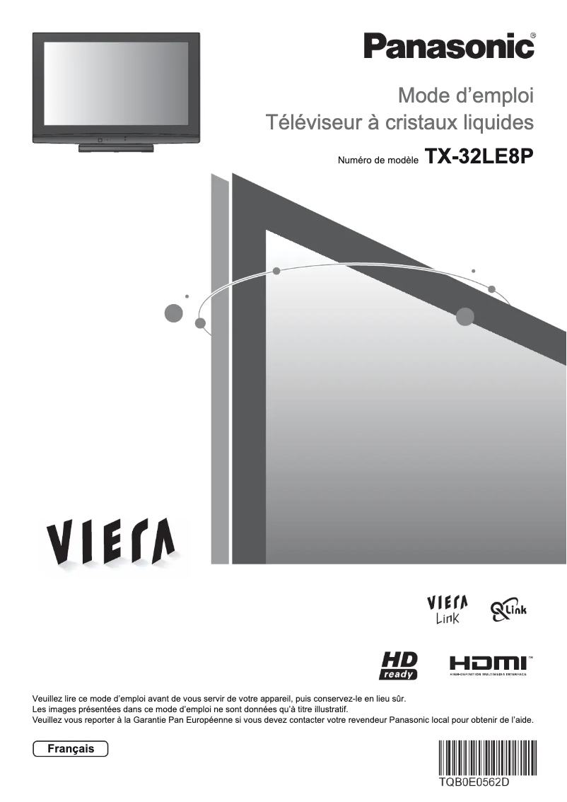 Page 1 of the manual User Manual Panasonic Viera TX-32LE8P