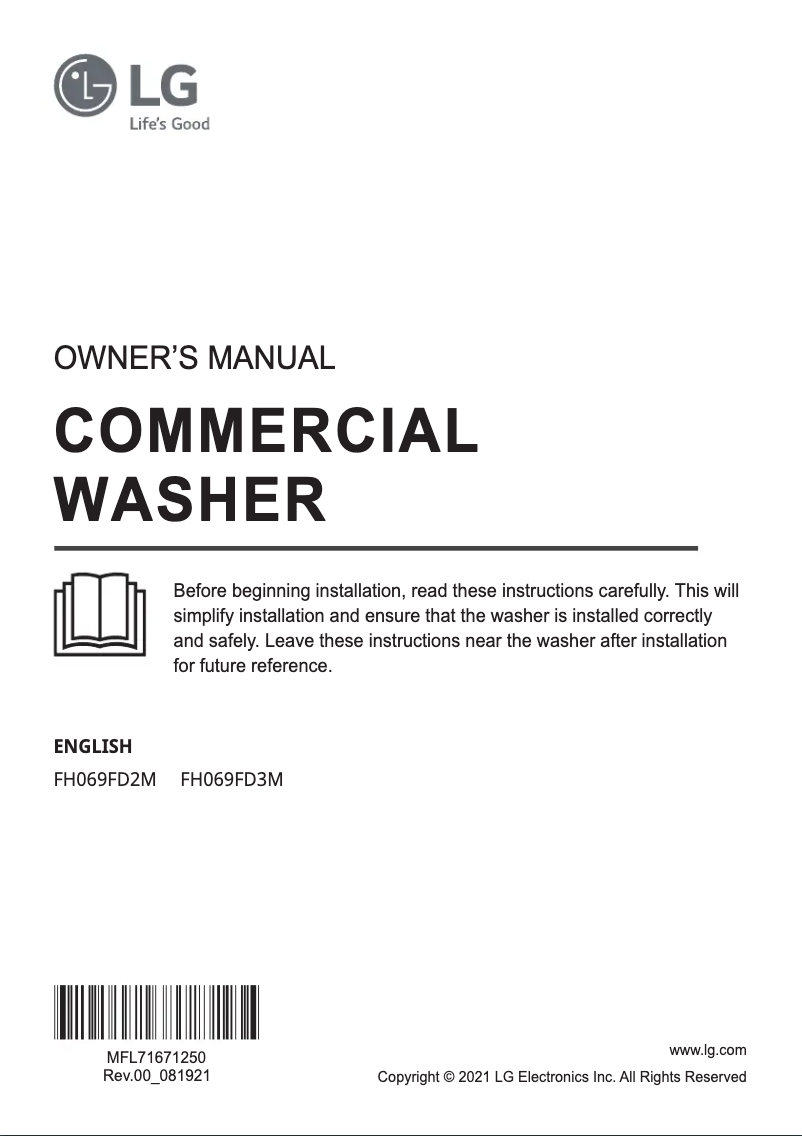 First page image of the manual for FH069FD3M