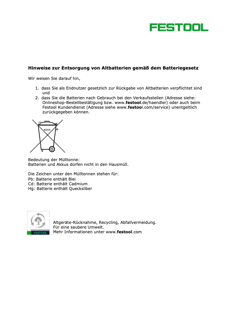 Page 1 of the manual Use and Maintenance Manual Festool CXS Li 1,5 Plus