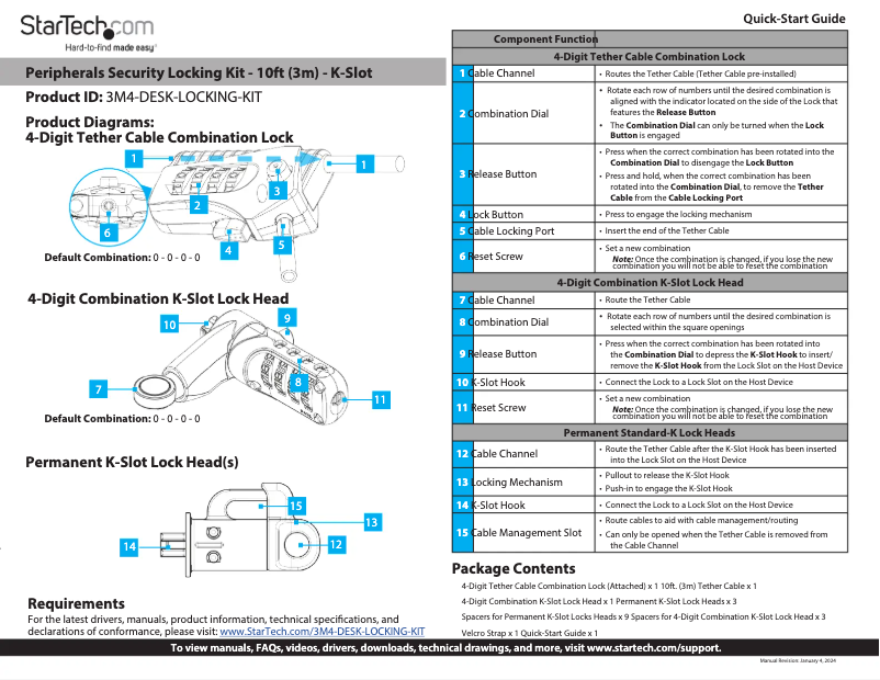 Page 1 of the manual User Manual StarTech.com 3M4-DESK-LOCKING-KIT