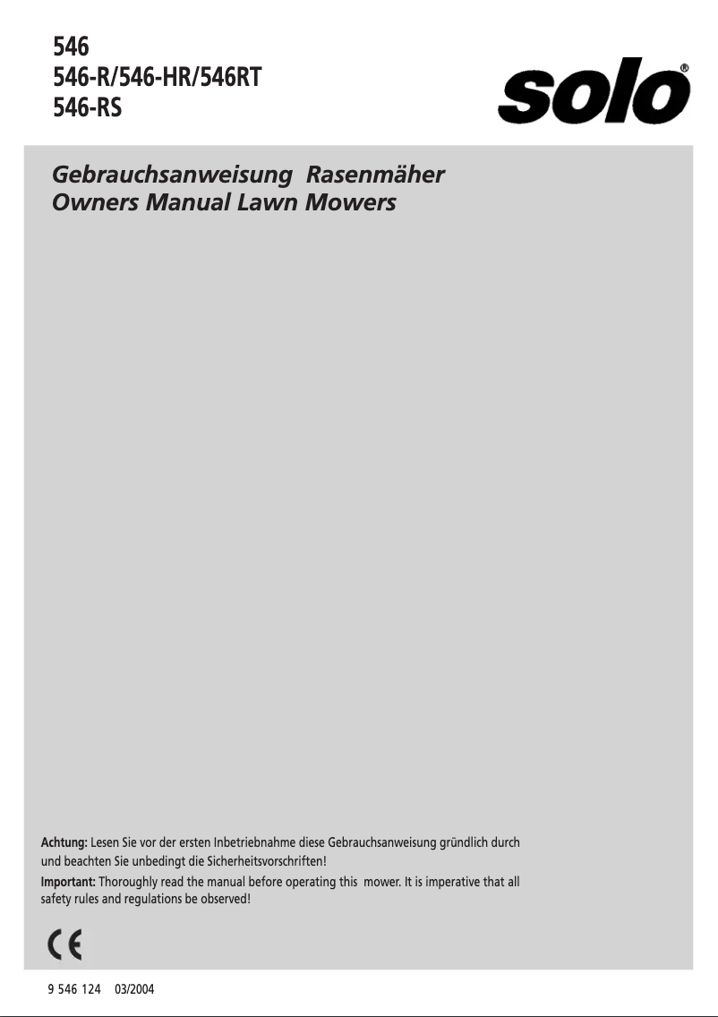 Page 1 of the manual User Manual Solo 546-RT