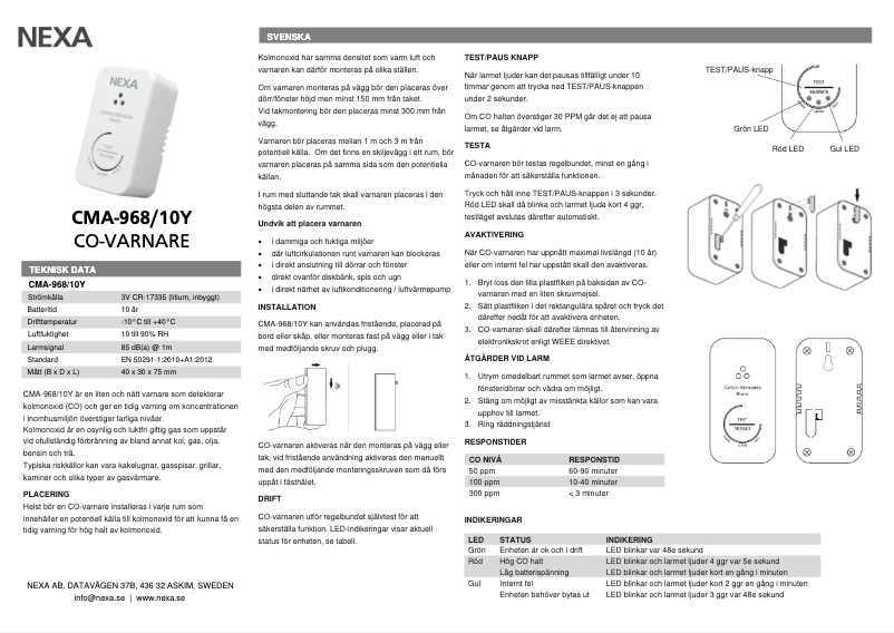 First page image of the manual for CMA-968 10Y
