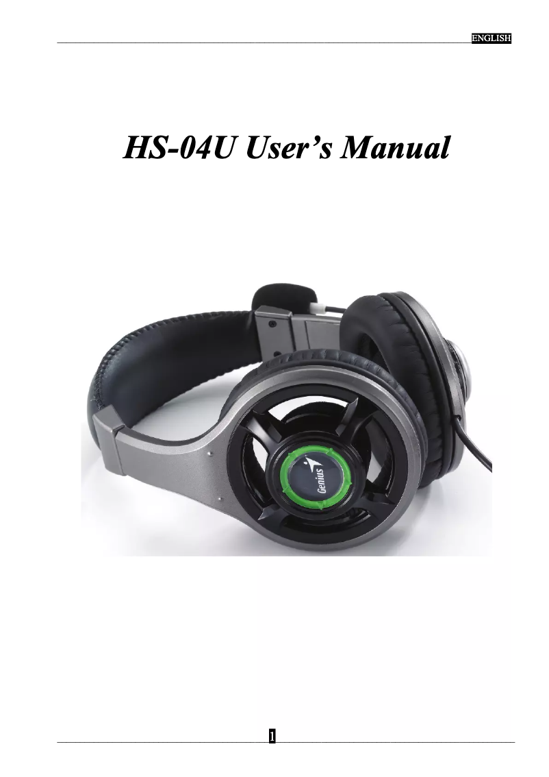Page 1 of the manual User Manual Genius HS-04U