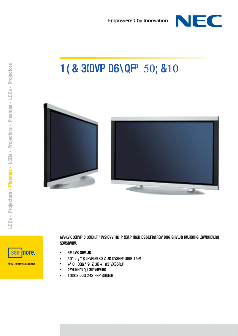 Image de la première page du manuel de l'appareil PlasmaSync 50XC10