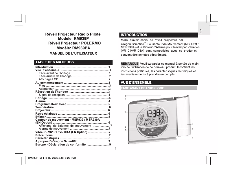 First page image of the manual for RM939P