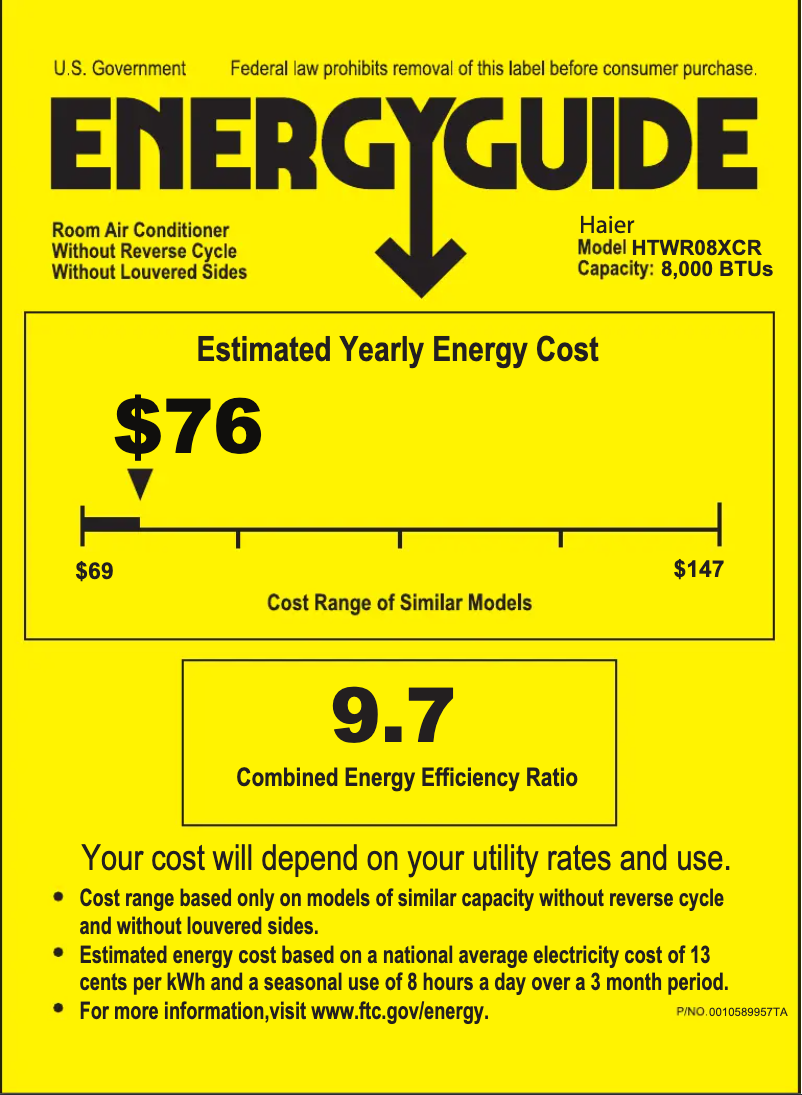 Page 1 of the manual Energy Label Haier HTWR08XCR
