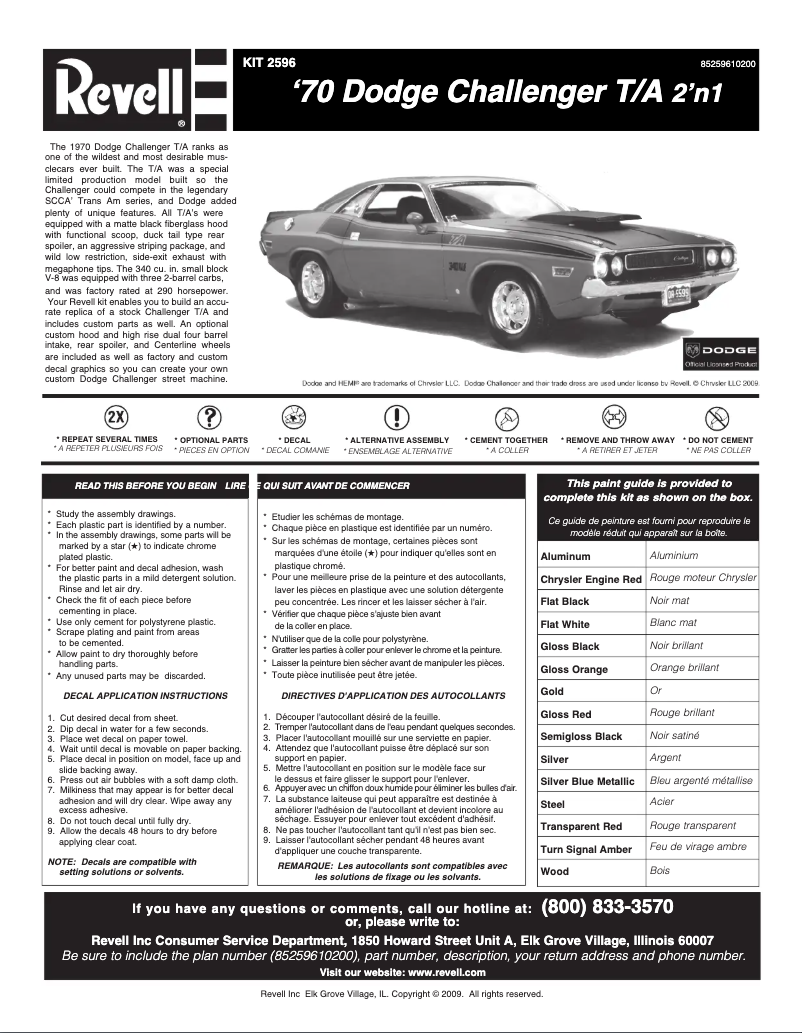 Page 1 of the manual User Manual Revell '70 Dodge Challenger 2 'n 1
