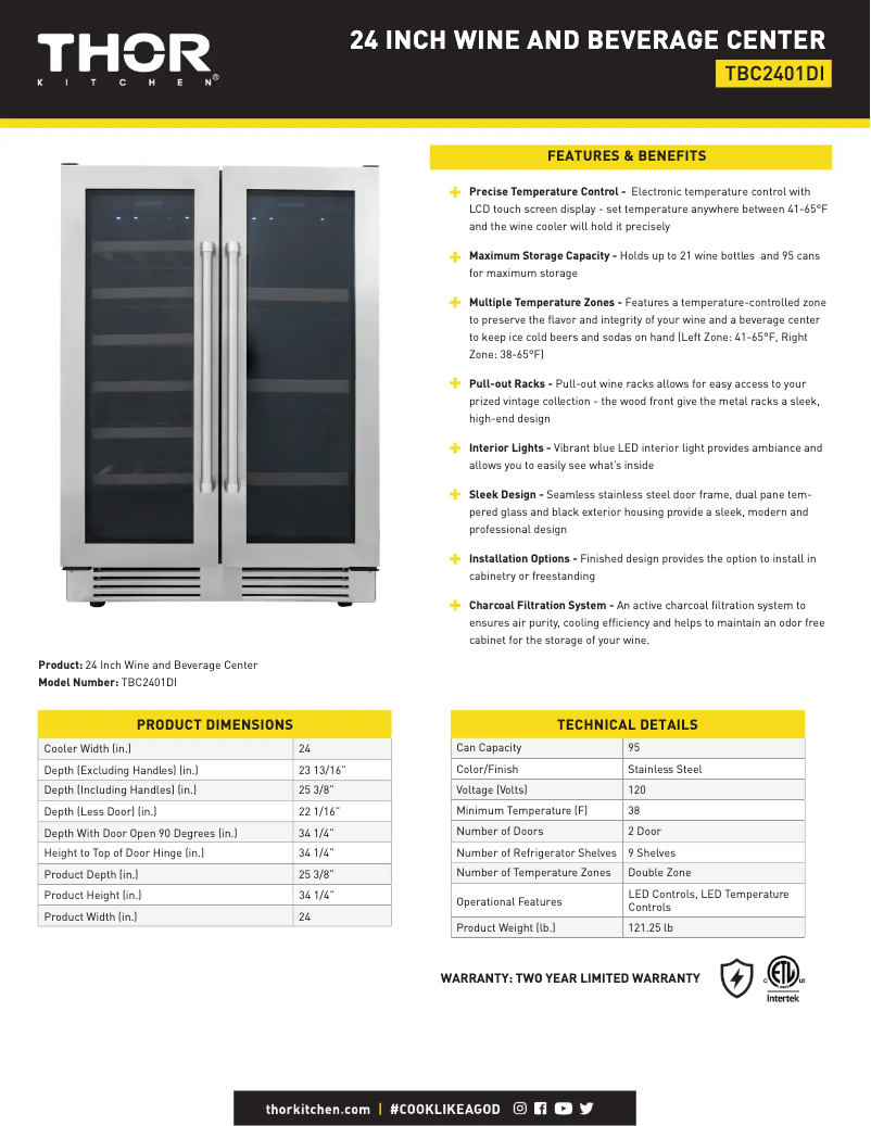 First page image of the manual for TBC2401DI
