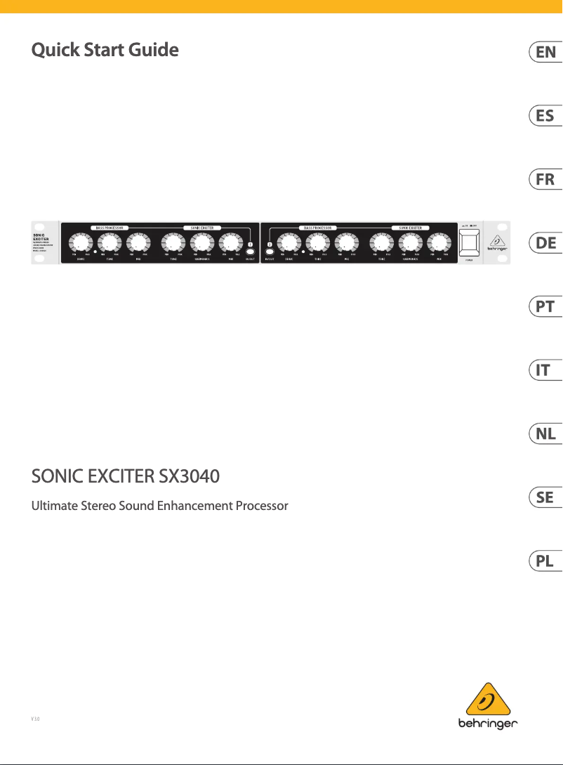 First page image of the manual for Sonic Exciter SX3040