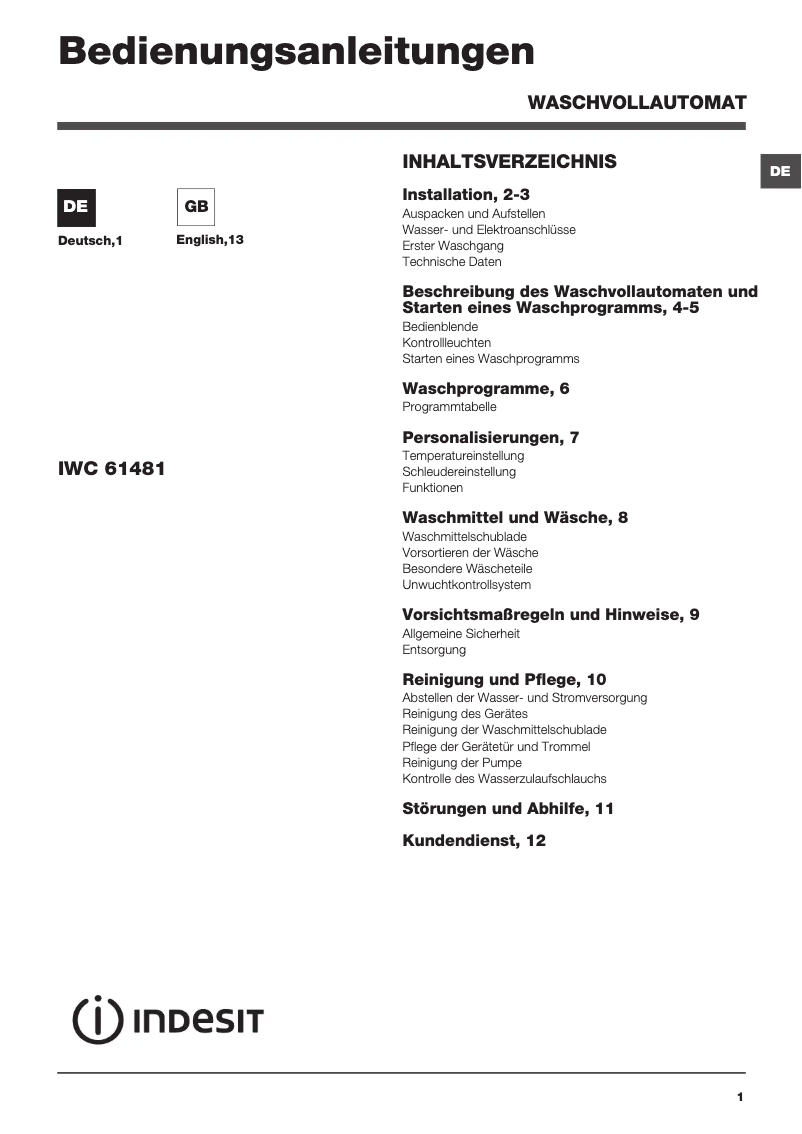 First page image of the manual for IWC 61481 ECO