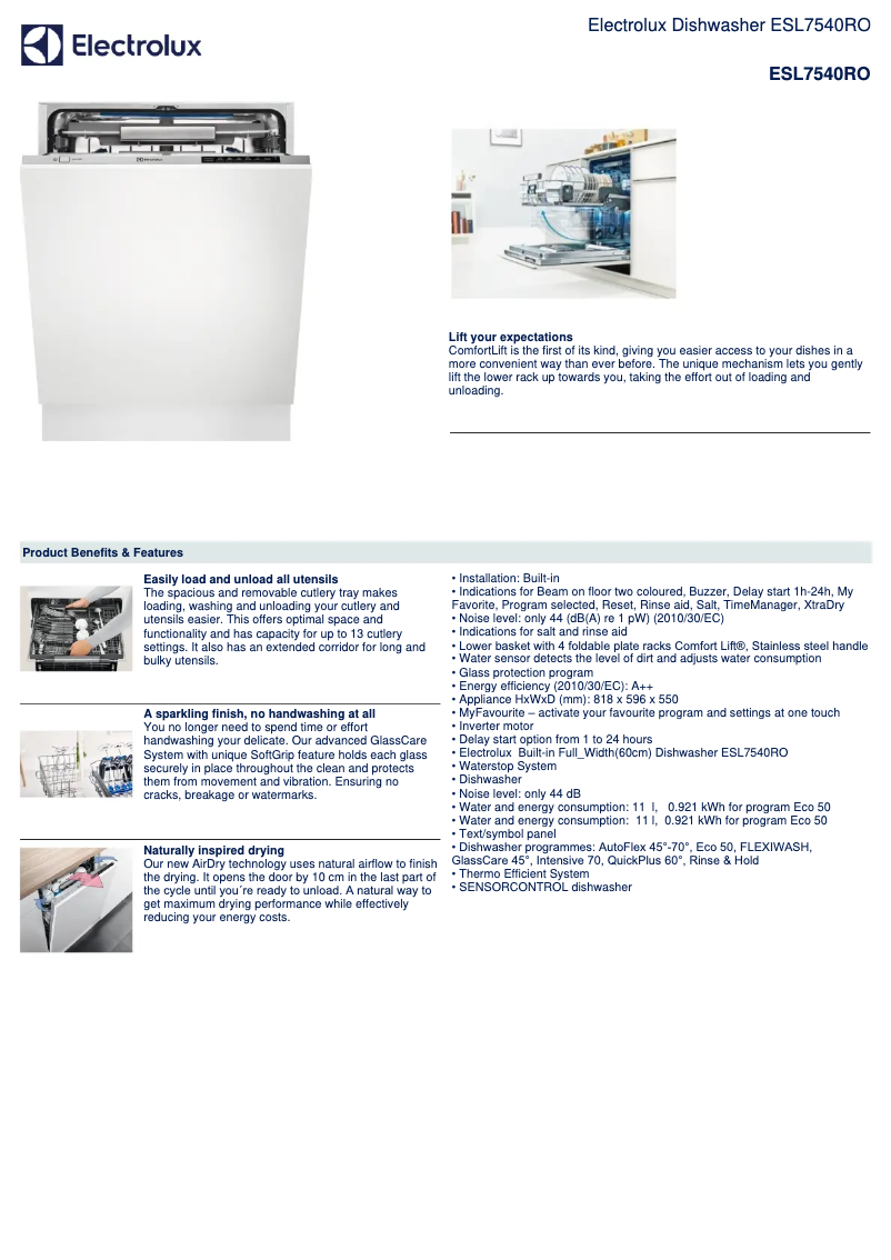 First page image of the manual for ESL7540RO