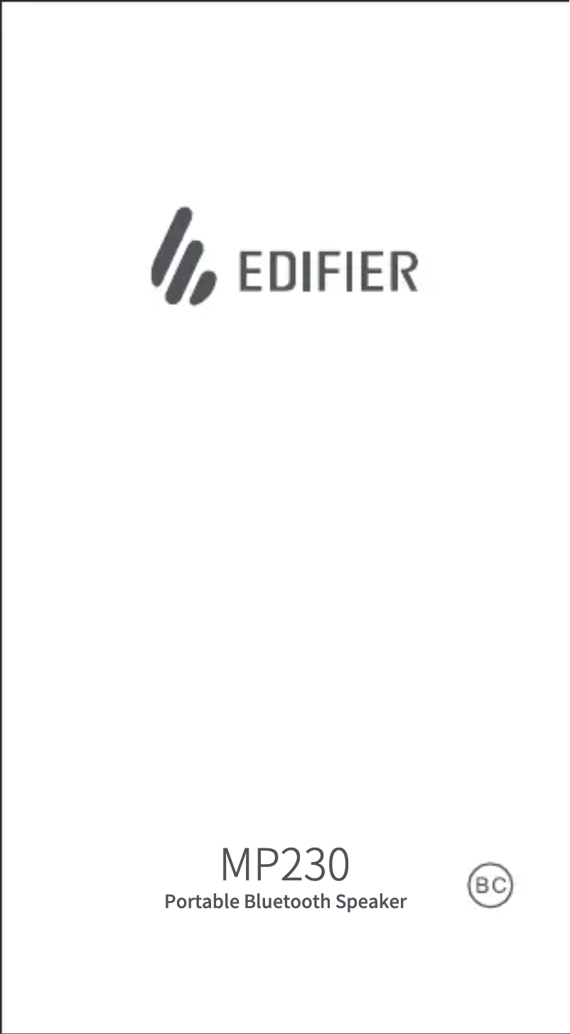 Page 1 of the manual User Manual Edifier MP230