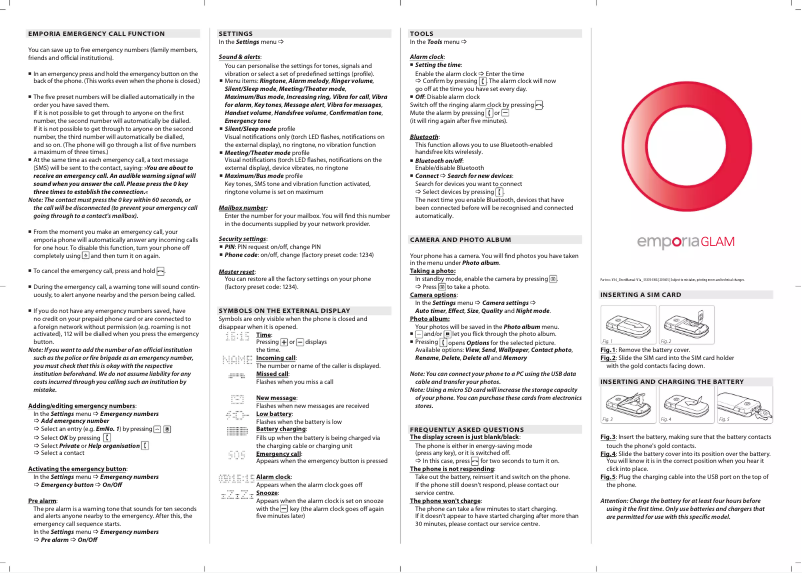 First page image of the manual for Glam