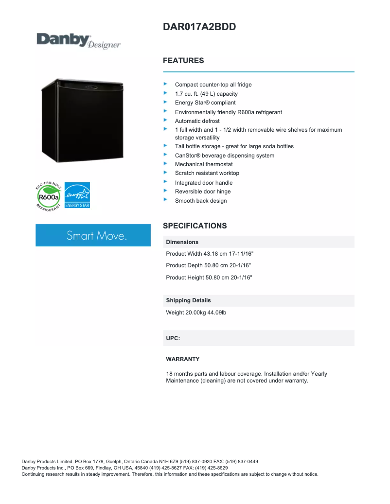 First page image of the manual for DAR017A2