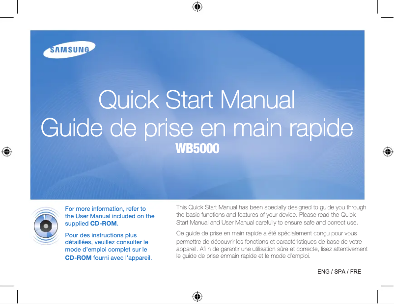 Page 1 of the manual Quick Start Guide Samsung WB5000