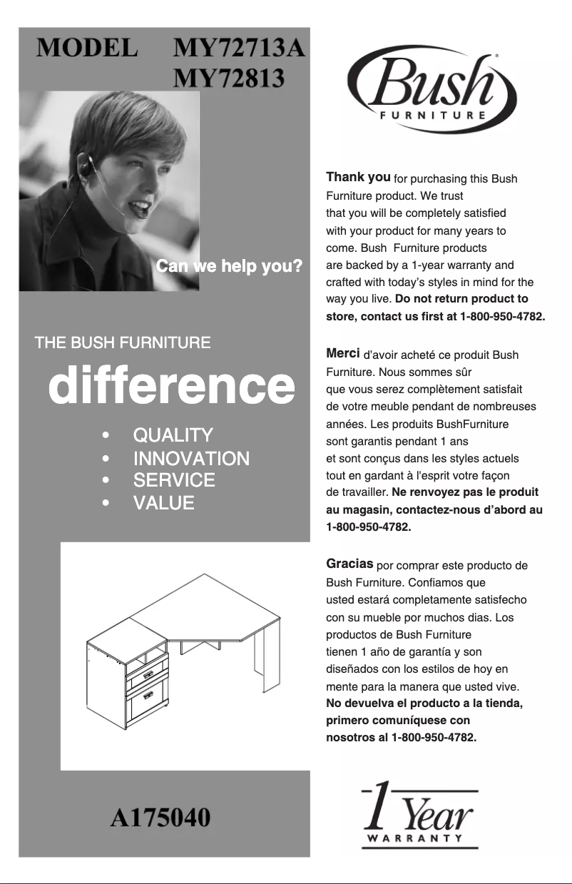 Page 1 de la notice Manuel utilisateur Bush Wheaton MY72713A-03