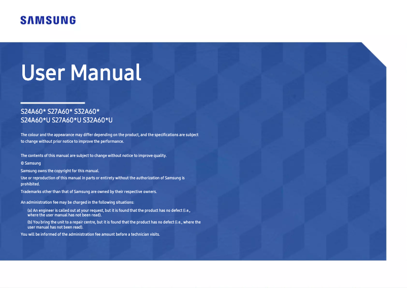 Page 1 of the manual User Manual Samsung S27A600UUU