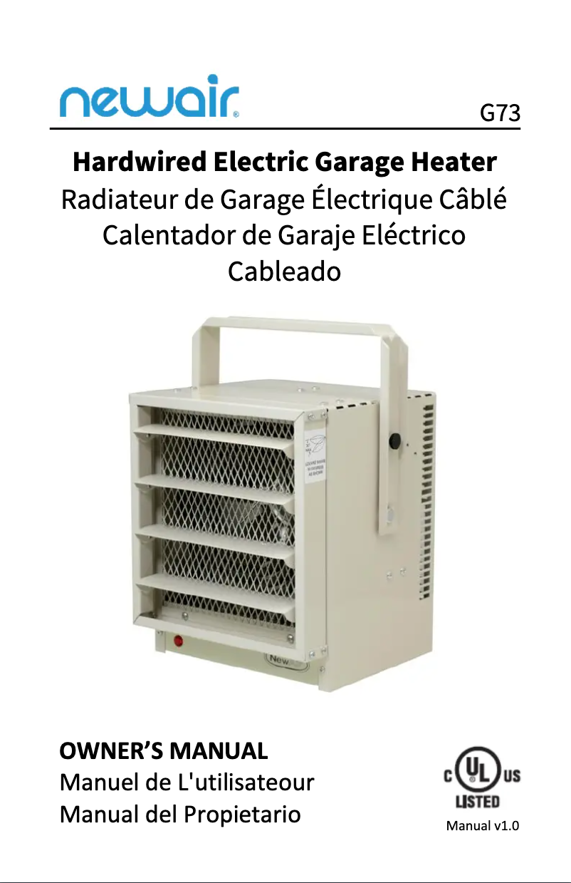 Page 1 of the manual User Manual NewAir G73