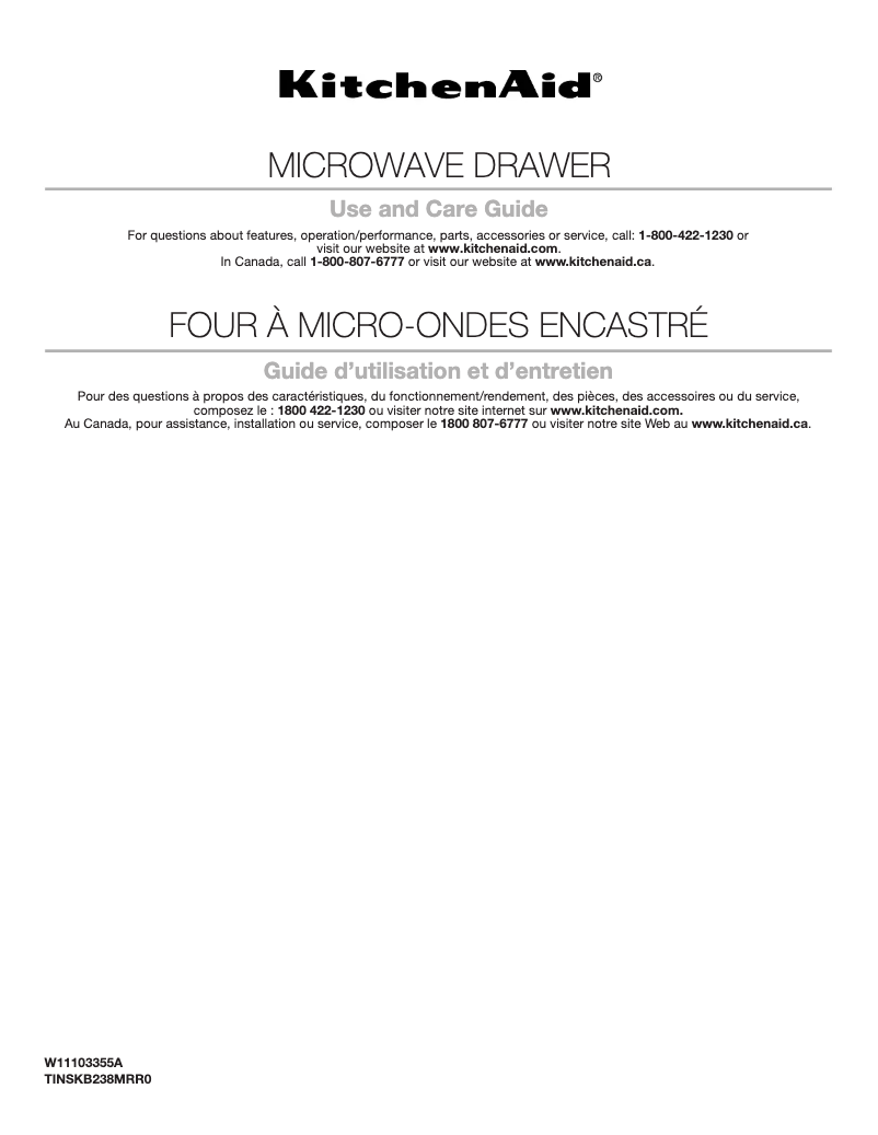 First page image of the manual for KMBD104GSS