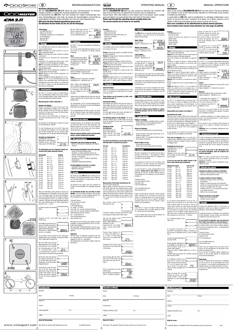 Page 1 of the manual User Manual Ciclo Master CM 2.11
