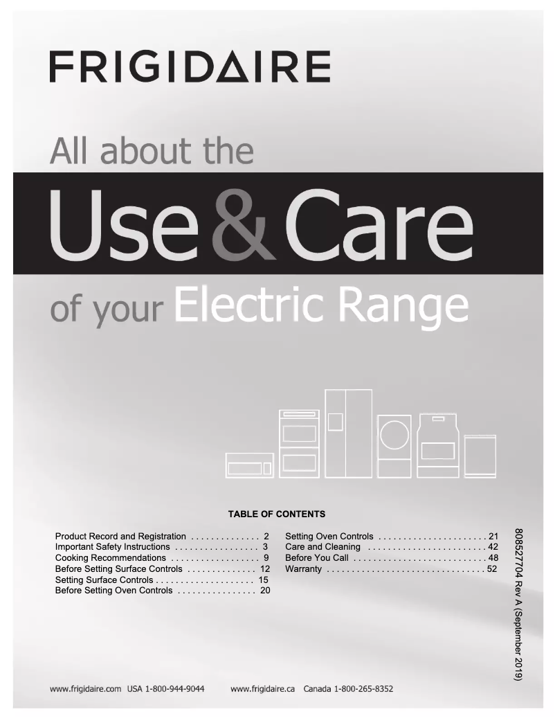 Page 1 of the manual User Manual Frigidaire GCRE3060AF