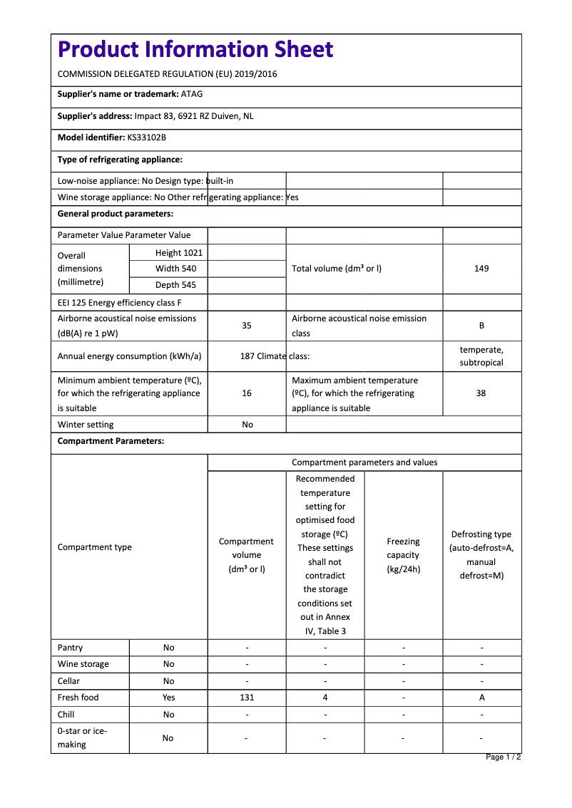 First page image of the manual for KS33102B
