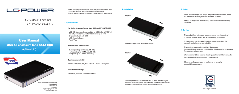 Page 1 of the manual User Manual LC-Power LC-25U3B-Elektra