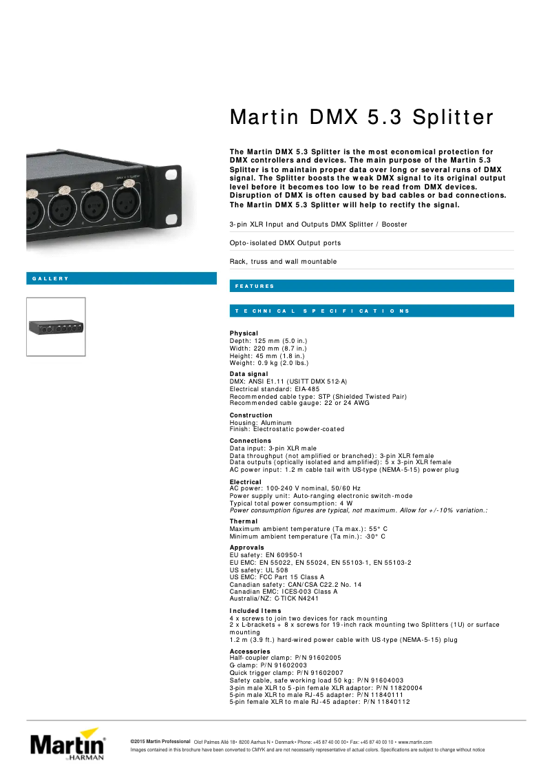 First page image of the manual for DMX 5.3 Splitter