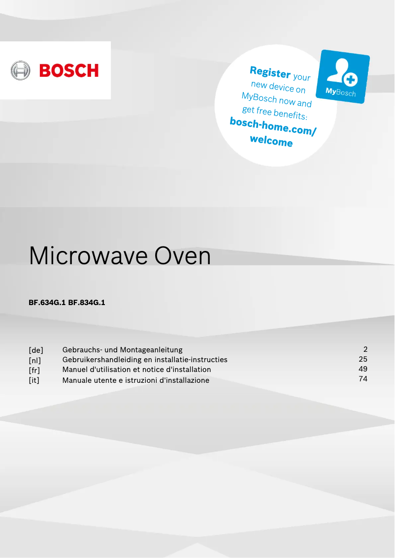 Page 1 of the manual Installation Guide Bosch BFR634GB1