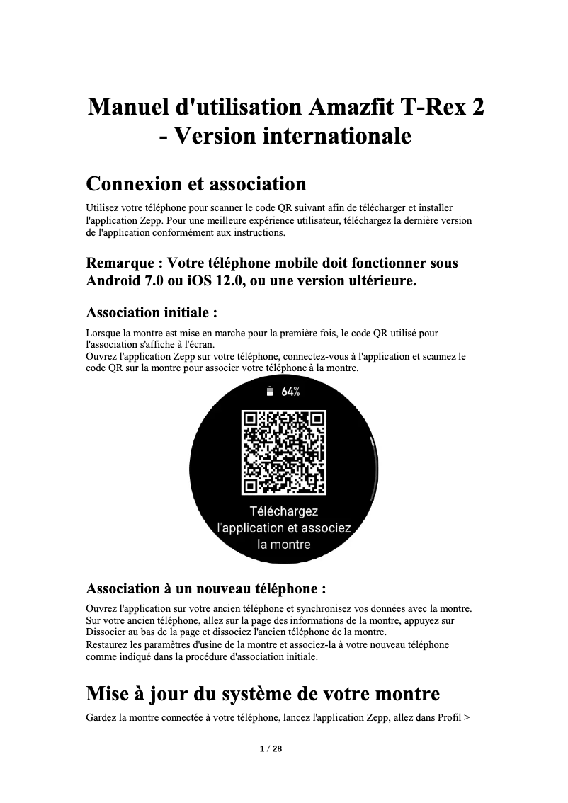 Page 1 of the manual User Manual Amazfit T-Rex 2