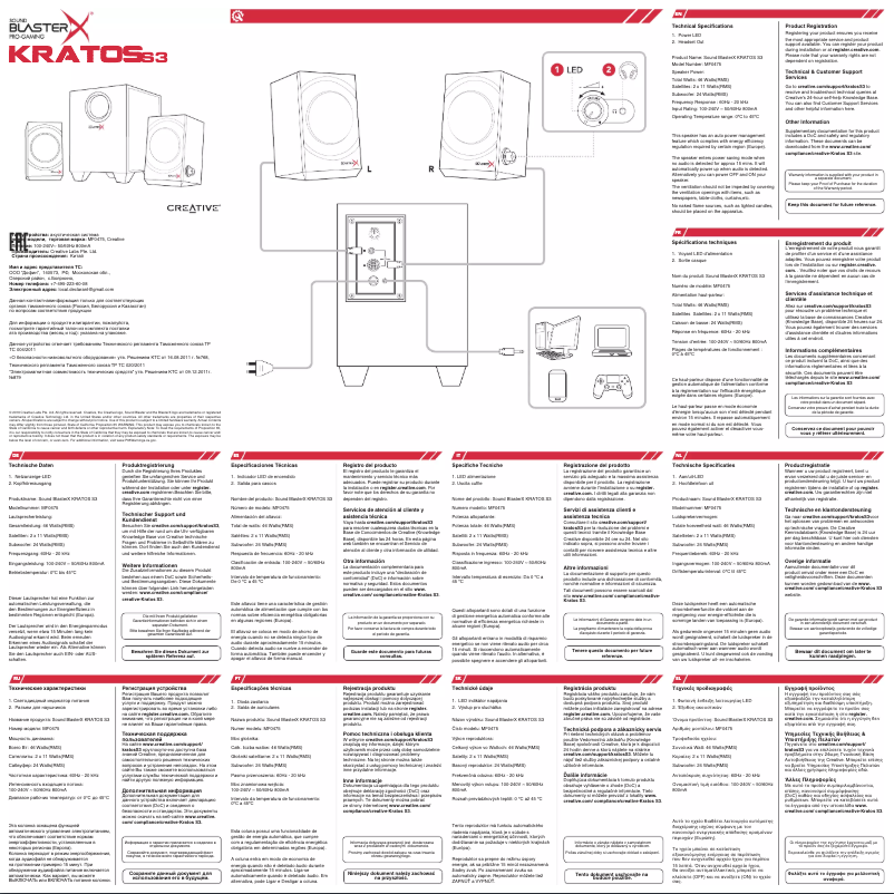 Page 1 of the manual User Manual Creative Labs Sound BlasterX Kratos S3