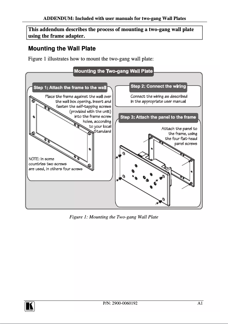 Page 1 de la notice Manuel utilisateur Kramer FRAME-2G