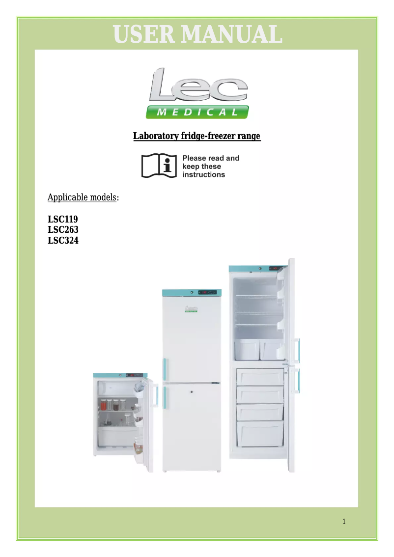 Page 1 of the manual User Manual Lec Medical LSC263