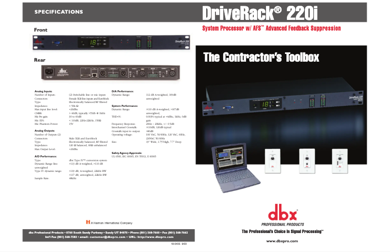 First page image of the manual for DriveRack 220i