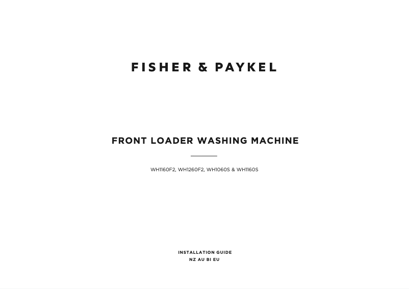 Page 1 of the manual Installation Guide Fisher & Paykel WH1060S1